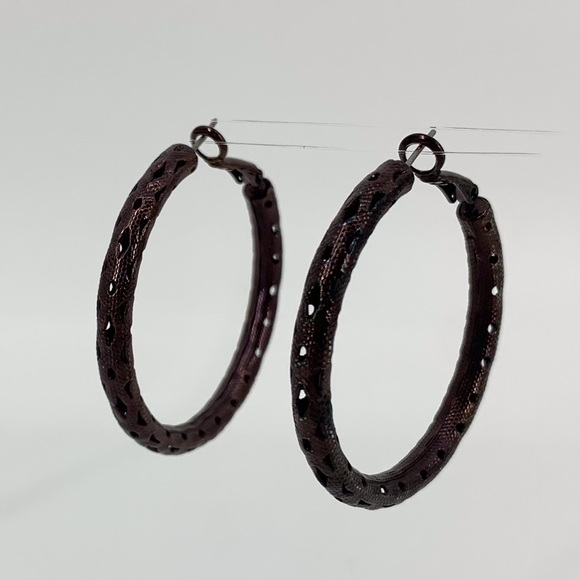 Lia Sophia Cutting Edge Brown Gold Hoop Earrings - Picture 3 of 12